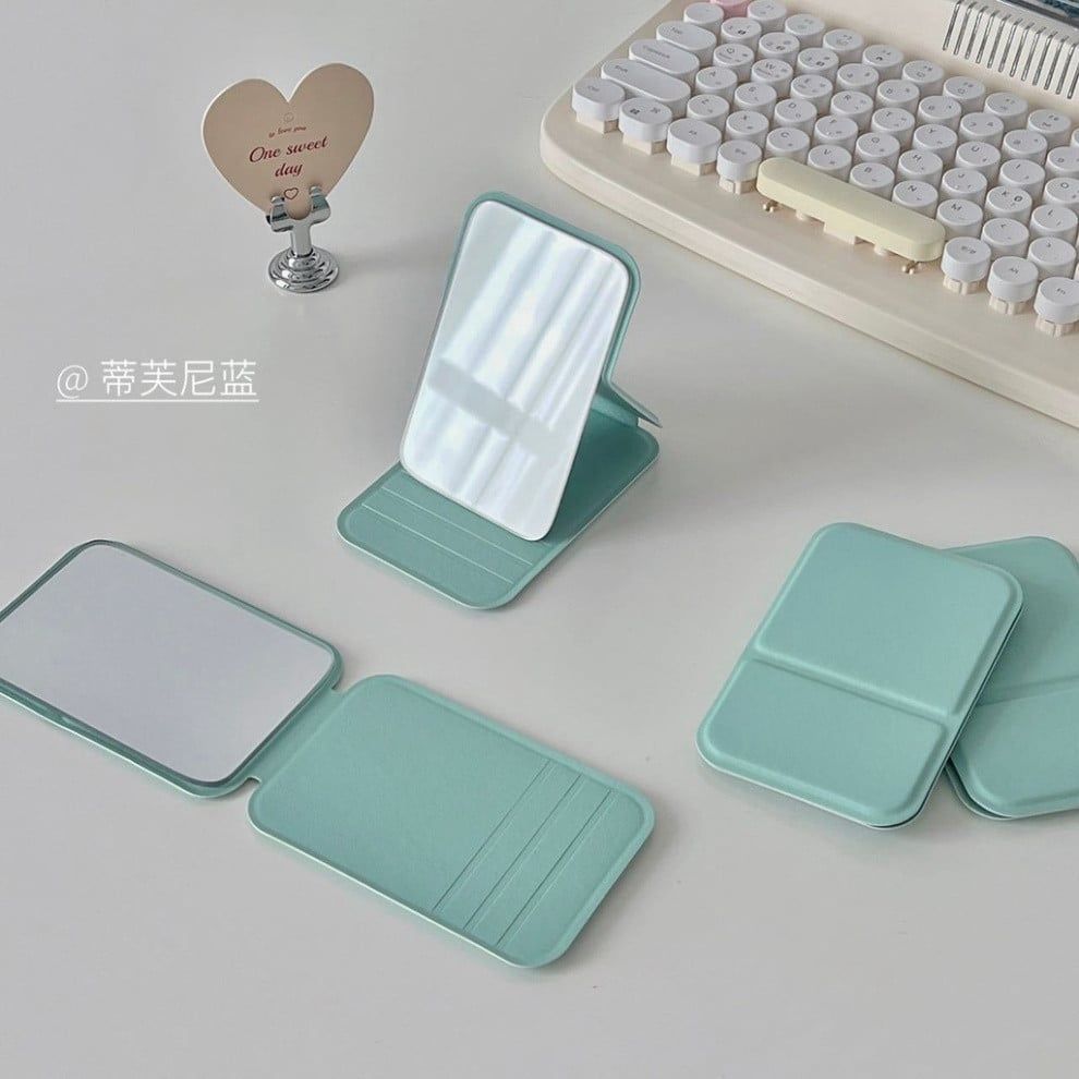  Gương Cầm Tay Gập Lại, Set 5 Màu Trơn Da PU Đơn Giản, Tiện Dụng Cho Trang Điểm 