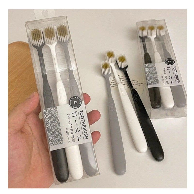  支装~日系简约牙刷宽头细毛成人家用家庭装情侣旅行便携软毛牙刷 