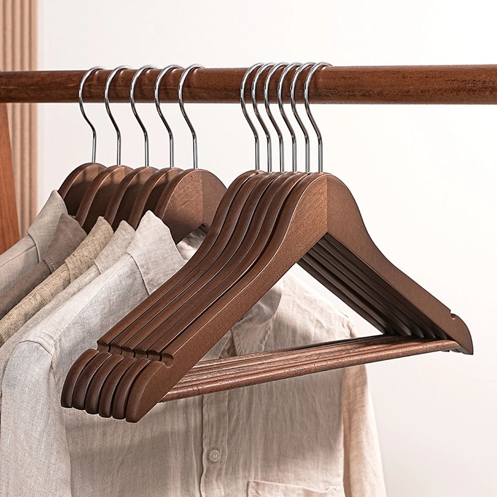  Móc Treo Quần Áo Bằng Gỗ Rắn Liền Mạch Chống Trượt [GIAO HÀNG 2-10 NGÀY | SỈ TỪ 2 TRIỆU | CÓ THỂ IN LOGO] 