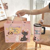  Cốc gốm có ống hút dung tích lớn cao cấp cốc nước văn phòng có nắp 