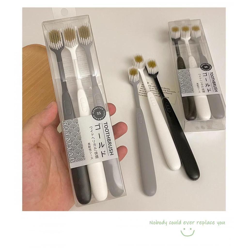  支装~日系简约牙刷宽头细毛成人家用家庭装情侣旅行便携软毛牙刷 