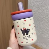  Cốc giữ nhiệt mẫu mới thép không gỉ thiết kế nữ tính có ống hút tiện mang theo 