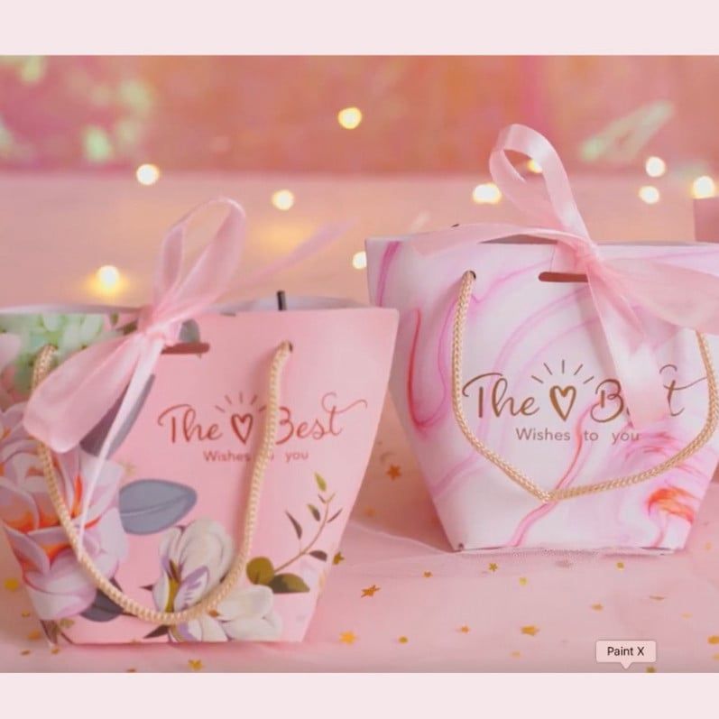  ``Túi giấy quà xinh xắn có nơ, kích thước 14 X 7 X 10 CM, hoàn hảo cho son, trang sức, quà lễ cưới, Tết (Q301)`` 