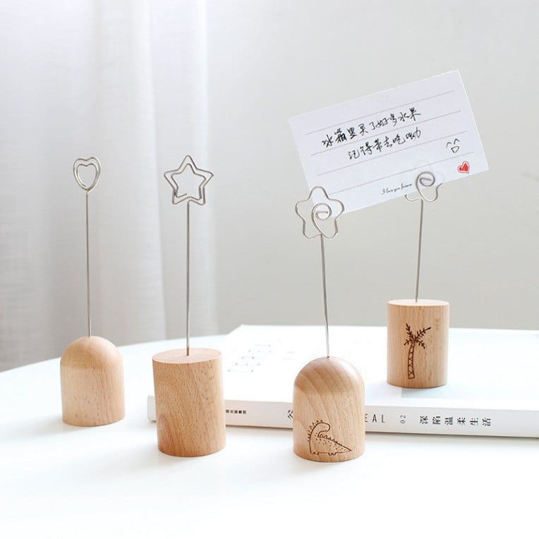  Giá Đỡ Ghi Chú Gỗ Nhật Bản - Bộ 5 Kẹp Tin Nhắn Sáng Tạo, Phong Cách Sang Trọng! 