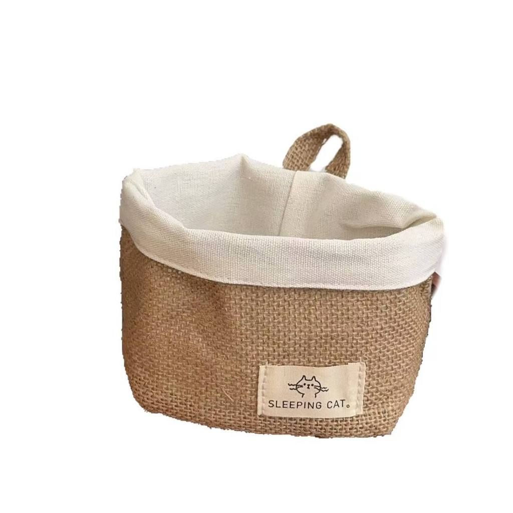  Giỏ Treo Tường Bằng Cotton Lanh Hình Mèo - Túi Đựng Gừng, Tỏi, Rau Củ Nhà Bếp, Đa Năng Để Bàn [GIAO HÀNG 2-10 NGÀY | SỈ TỪ 2 TRIỆU | CÓ THỂ IN LOGO] 