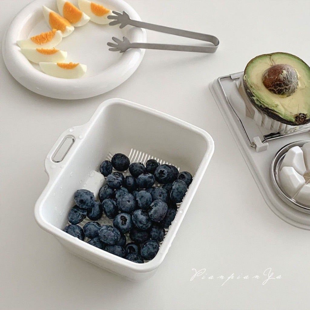  Giỏ Thoát Nước 2 Lớp Mini Bằng Nhựa - Rổ Rửa Trái Cây, Rau Củ, Vo Gạo Đa Năng Cho Nhà Bếp [GIAO HÀNG 2-10 NGÀY | SỈ TỪ 2 TRIỆU | CÓ THỂ IN LOGO] 