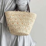  Giảm giá Túi cói thời trang đan cotton, họa tiết mắt cáo, có lót dây rút cho phái nữ! 