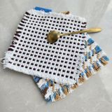  Tấm Lót Cốc Vải Cotton Họa Tiết Kẻ Sọc Nhiều Màu - Lót Cách Nhiệt Cốc Trà Tua Rua, Trang Trí Bàn Ăn, Phòng Khách [GIAO HÀNG 2-10 NGÀY | SỈ TỪ 2 TRIỆU | CÓ THỂ IN LOGO] 