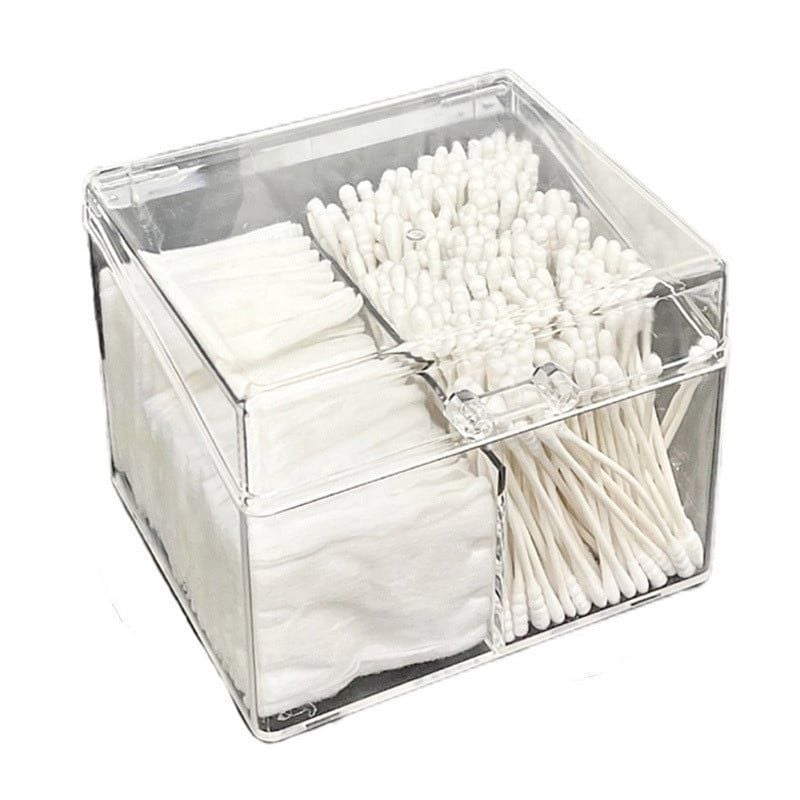  Hộp Đựng Tăm Bông, Bông Trang Điểm Bằng Acrylic Trong Suốt - Hộp Đựng Mặt Nạ, Mỹ Phẩm Để Bàn, Phong Cách Hiện Đại [GIAO HÀNG 2-10 NGÀY | SỈ TỪ 2 TRIỆU | CÓ THỂ IN LOGO] 