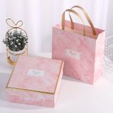  Hộp giấy cứng đựng quà tặng họa tiết cẩm thạch màu hồng hai mảnh, chất liệu cứng cáp sang trọng [Q678] 