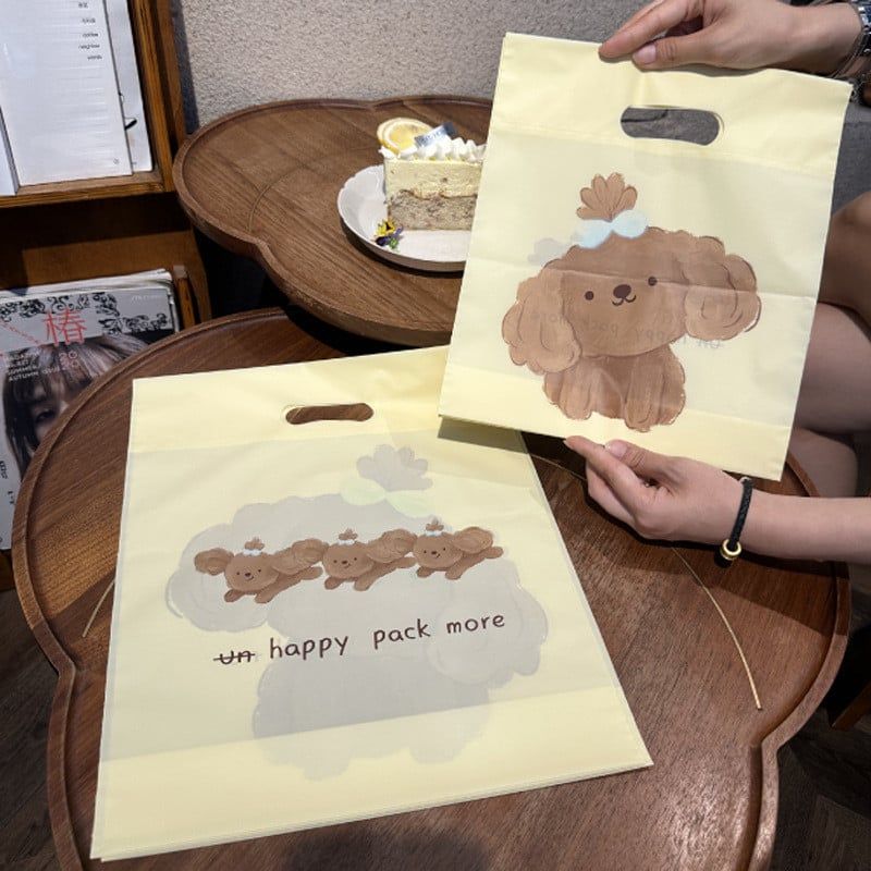  (HÀNG ĐẶT TRƯỚC) 10 Túi Tote Pudin Dog Frosted Màu Vàng Kem Mini Dày Đựng Trang Sức, Đồ Lót, Mỹ Phẩm [GIAO HÀNG 2-10 NGÀY | SỈ TỪ 2 TRIỆU | CÓ THỂ IN LOGO] 