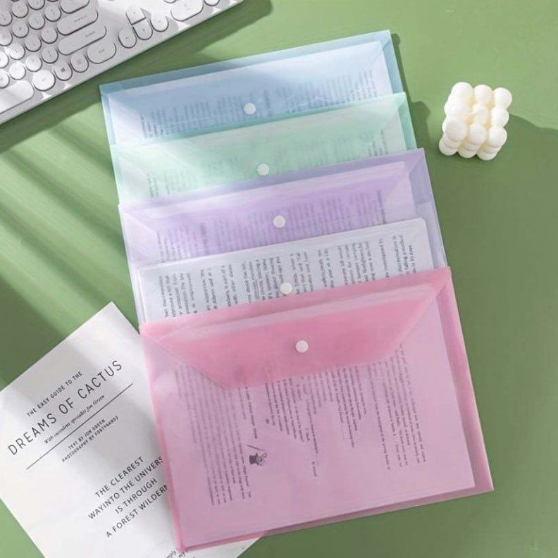  ```Túi Nút File My Clear Bag A4 Đa Năng Nhiều Màu - Bìa Lưu Trữ Tài Liệu Công Sở (ClassyZ)``` 