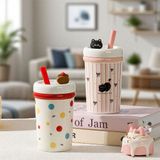  Cốc mug dung tích lớn có ống hút mẫu mới đáng yêu 
