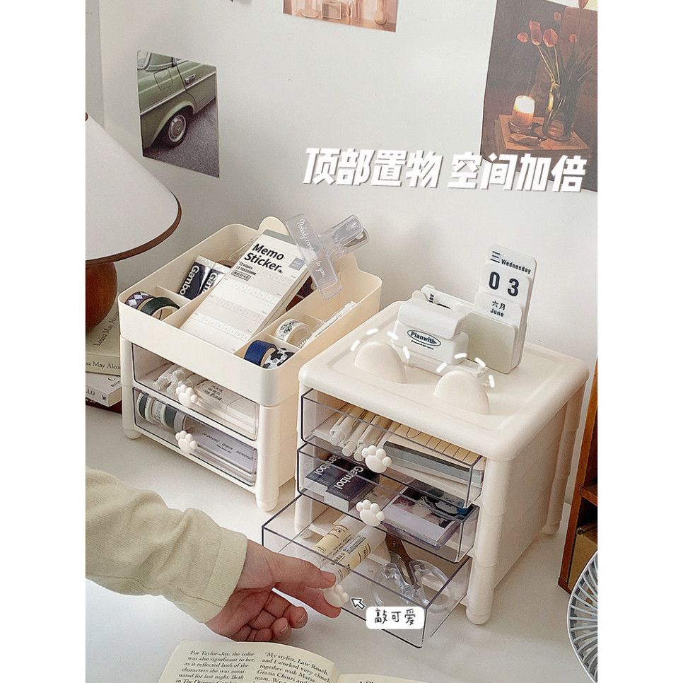  Hộp đồ văn phòng bằng acrylic trong suốt ngăn kéo tiện ích để bàn thiết kế hiện đại 