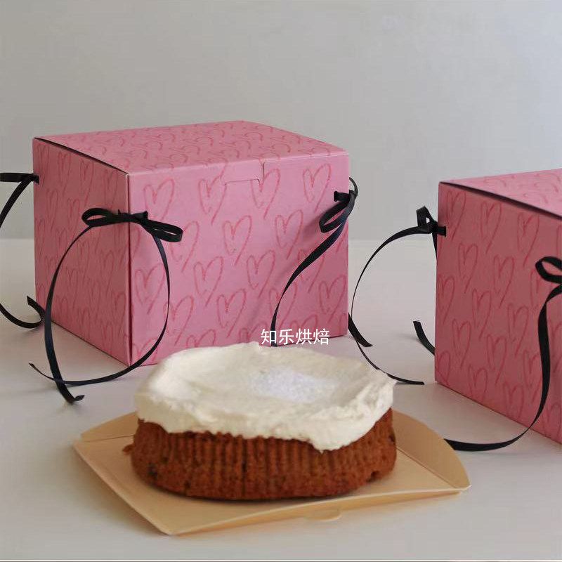  Hộp bánh ngày hộp ruy băng cô gái nhỏ phô mai mousse cắt lát macaron 