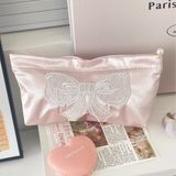  Túi Trang Điểm Nơ Ngọc Trai Satin Thêu Màu Hồng Xuyên Biên Giới [GIAO HÀNG 2-10 NGÀY | SỈ TỪ 2 TRIỆU | CÓ THỂ IN LOGO] 