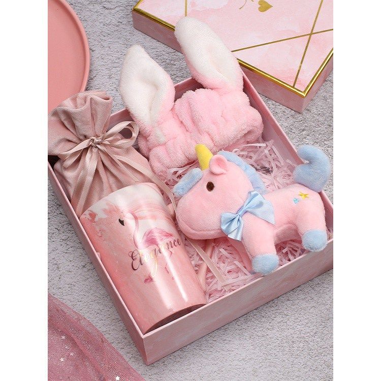  Hộp giấy cứng đựng quà tặng họa tiết cẩm thạch màu hồng hai mảnh, chất liệu cứng cáp sang trọng [Q678] 