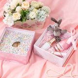  Hộp giấy cứng đựng quà tặng họa tiết cẩm thạch màu hồng hai mảnh, chất liệu cứng cáp sang trọng [Q678] 