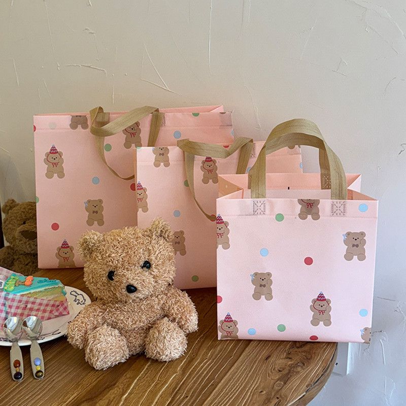  Túi vải không dệt hình gấu dễ thương, túi đóng gói shop trẻ em 