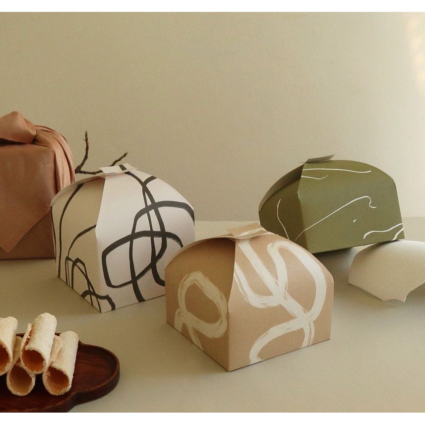  Hộp Carton Bao Bì Bánh Ngọt Nướng Phong Cách Wabababana Văn Học Đơn Giản 