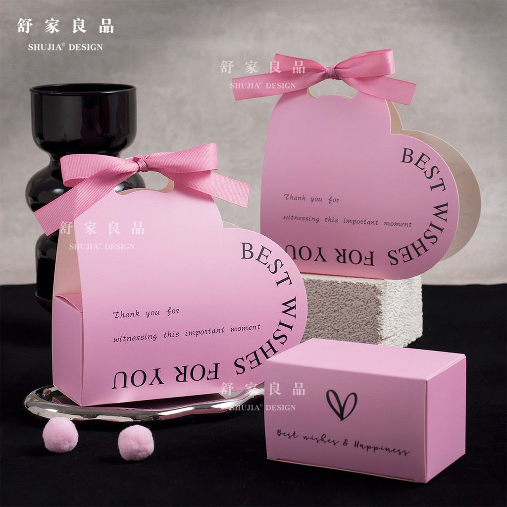  Hộp kẹo cưới màu đỏ hồng cao cấp hộp quà tặng đám cưới số lượng lớn 