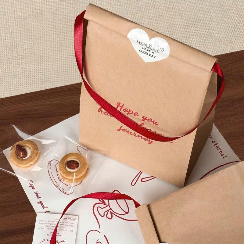  10 TÚI ĐỰNG BÁNH QUY GIẤY KRAFT CHỐNG DẦU  (30x15x10 Cm) -  T26-084 