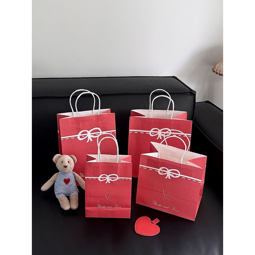  Túi Giấy Kraft Đỏ Hình Thần Cupid Đựng Quà Cưới Kẹo Mừng Tiệc Cưới 