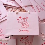  Túi giấy có sẵn, túi xách màu hồng, cửa hàng quần áo trẻ em, túi xách tay, thẻ trắng, in ấn, túi mua sắm, túi quà tặng 