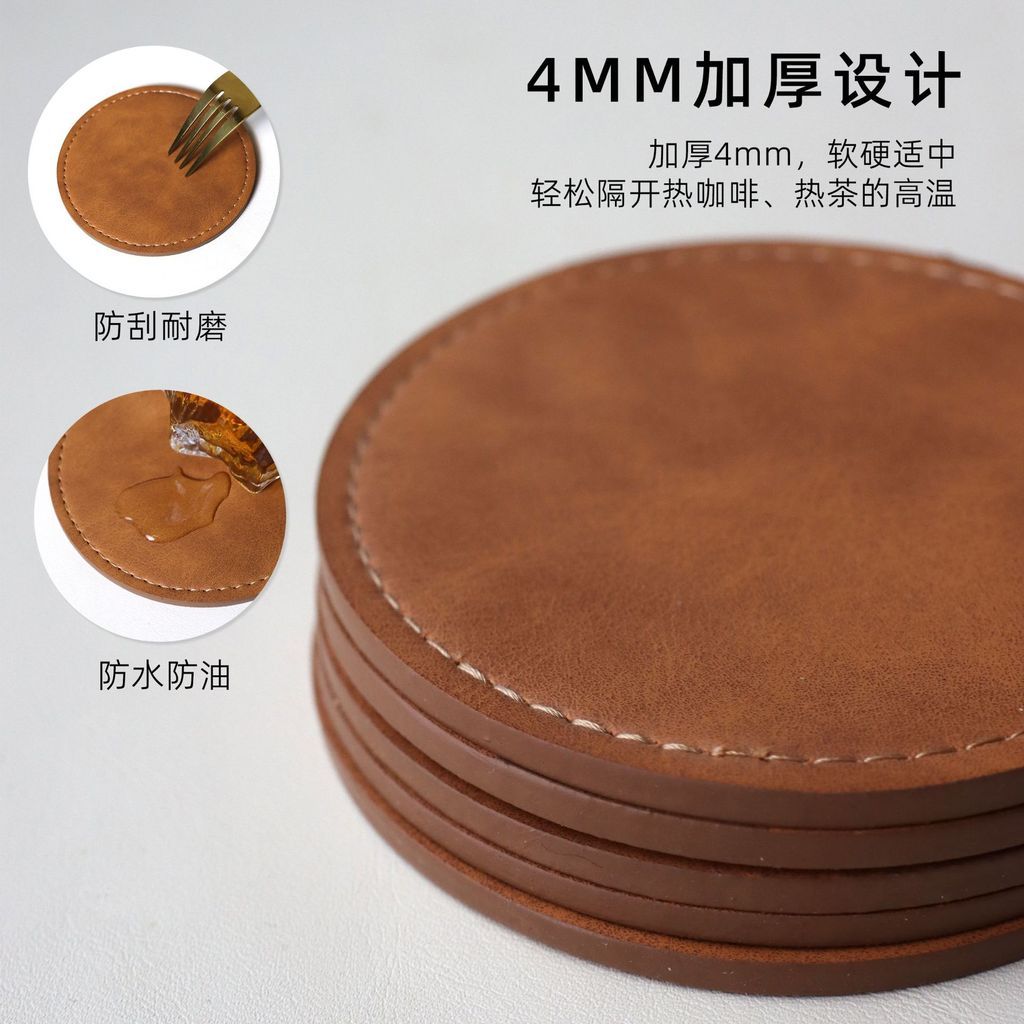  Lót Ly Da PVC Hình Tròn Hai Mặt Họa Tiết Vân Da Bò - Lót Cốc Cách Nhiệt Dày Dặn, Phụ Kiện Quán Cà Phê, Khách Sạn, Bán Buôn [GIAO HÀNG 2-10 NGÀY | SỈ TỪ 2 TRIỆU | CÓ THỂ IN LOGO] 