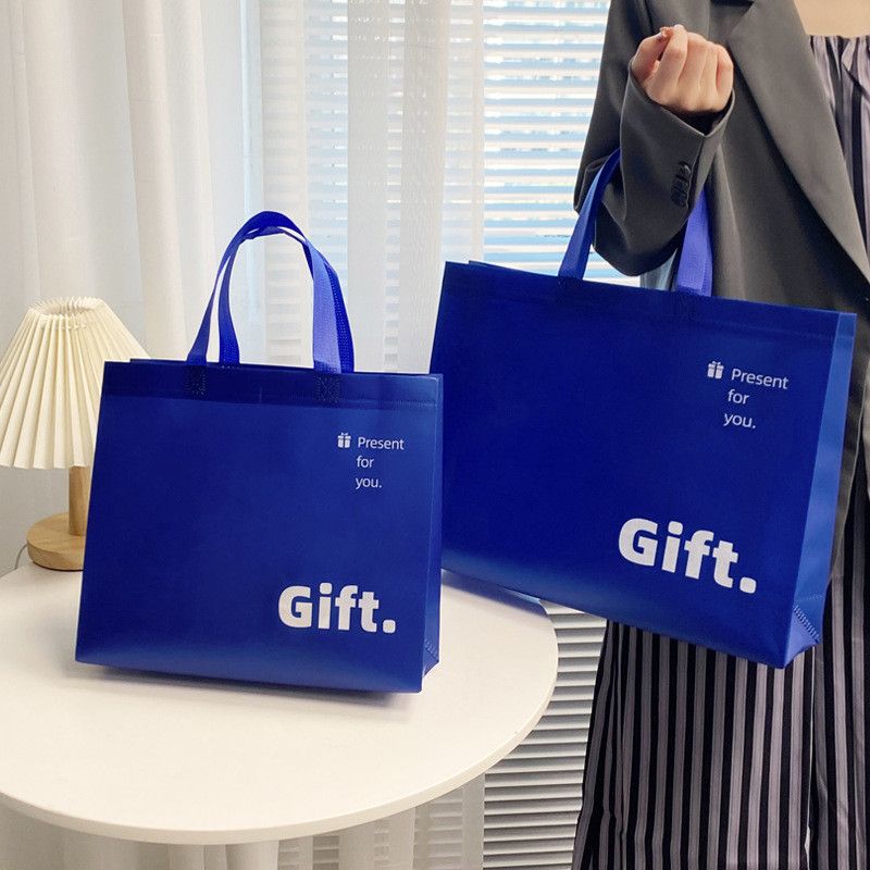  Túi tote màu xanh klein không dệt mới đựng quần áo quà tặng mua sắm in logo 