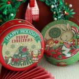  Hộp tròn nhỏ hộp giáng sinh hộp bánh quy hộp sắt màu đỏ hộp rỗng hộp quà kẹo 