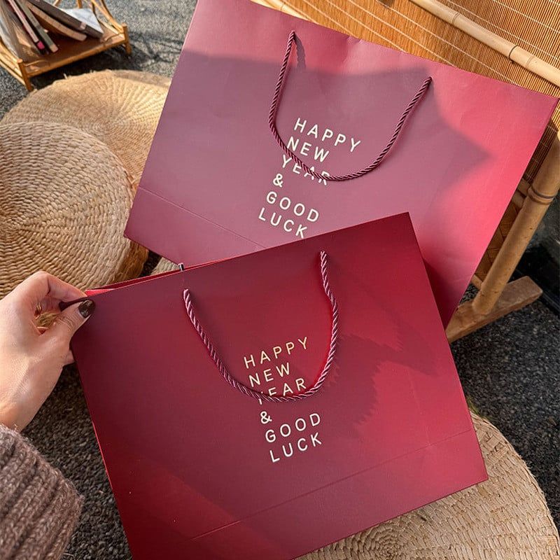  Túi tote đỏ lễ hội cao cấp túi quà tặng năm mới in logo 