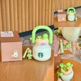  Cốc starbucks mọng nước loạt vườn hồng màu xanh lá cây gradient xương rồng ống hút thép không gỉ 