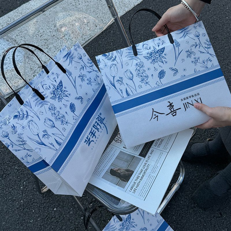  Túi bao bì trắng xanh cao cấp, túi đóng gói shop thời trang 