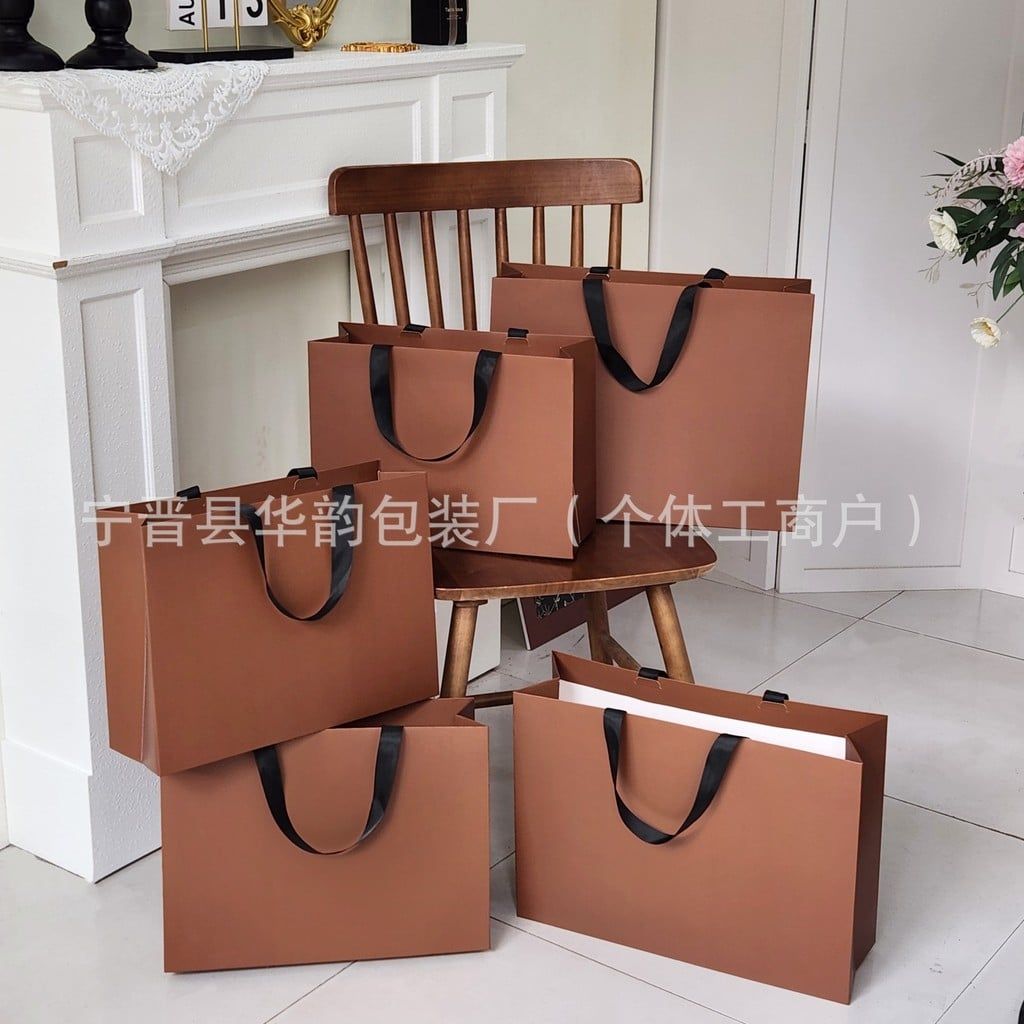  Túi quà cao cấp túi đóng gói quần áo xách tay túi giấy xuyên biên giới ruy băng 