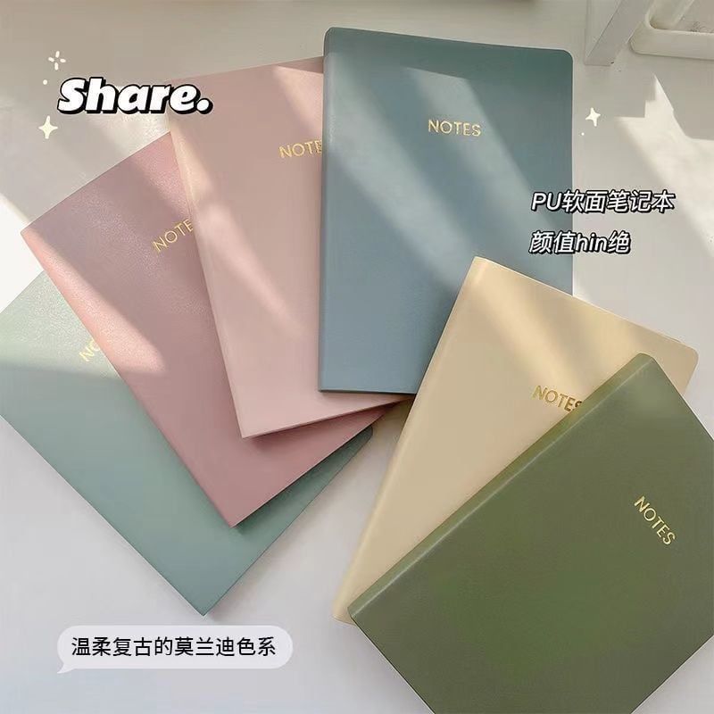  Sổ Tay Bìa Da Nhiều Màu Pastel - Sổ Ghi Chép Dày, Trang Lưới Vuông Phong Cách Retro Cho Học Sinh, Sinh Viên [GIAO HÀNG 2-10 NGÀY | SỈ TỪ 2 TRIỆU | CÓ THỂ IN LOGO] 