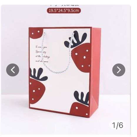  Combo 5 Túi giấy đựng quà dây quai dù họa tiết  trái dâu cực xinh Q581 24.5 X 9.5 X 19.5 CM 