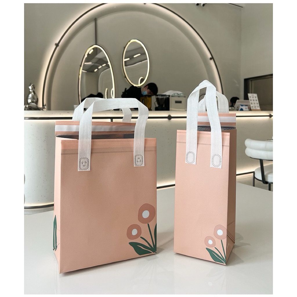  20 Túi Tote vải không dệt đựng trà sữa và thực phẩm, lớp nhôm giữ nhiệt, bền đẹp, thân thiện với môi trường