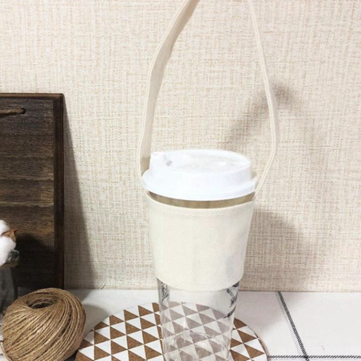  Bộ 5 Túi Đựng Ly Canvas Bảo Quản Nhiệt, Quai Xách Hình Đôi Mắt toPK1324 