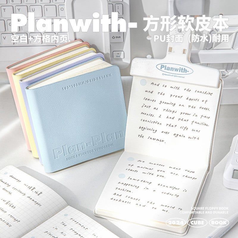  Sổ Tay Bìa Da Mềm Màu Pastel - Sổ Ghi Chép Hình Vuông Dòng Planwith CUBE, Văn Phòng Phẩm Cho Học Sinh [GIAO HÀNG 2-10 NGÀY | SỈ TỪ 2 TRIỆU | CÓ THỂ IN LOGO] 