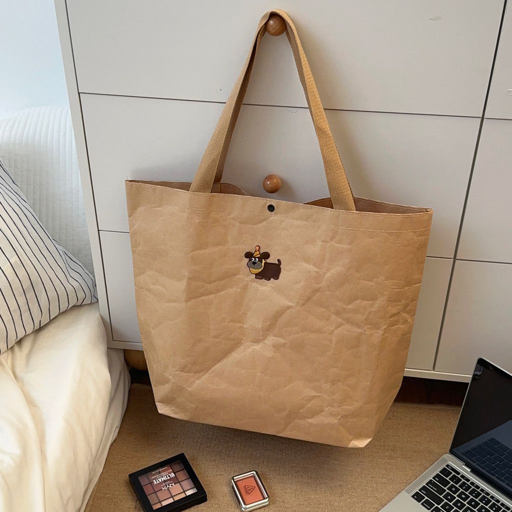  Túi Tote Giấy Kraft Hình Chó Con Dung Tích Lớn - Túi Xách Tay Phong Cách Hoạt Hình Đơn Giản, Nhiều Kích Cỡ [GIAO HÀNG 2-10 NGÀY | SỈ TỪ 2 TRIỆU | CÓ THỂ IN LOGO] 