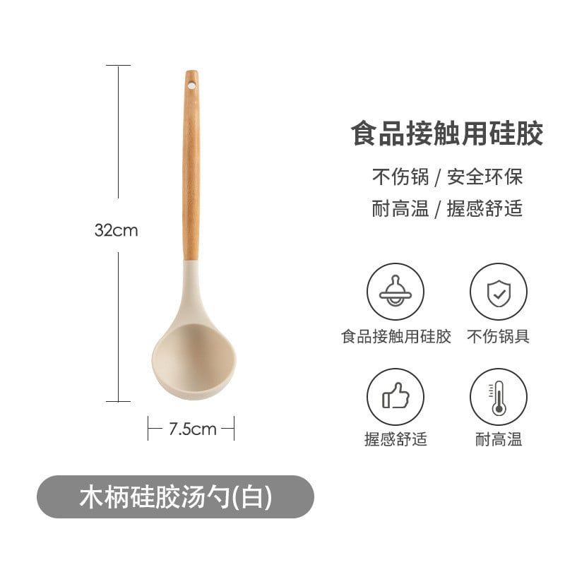  Bộ Xẻng Silicon Cán Gỗ Cao Cấp - Muỗng Canh, Xẻng Nấu Ăn Chịu Nhiệt, Không Trầy Chảo Chống Dính, Dụng Cụ Nhà Bếp [GIAO HÀNG 2-10 NGÀY | SỈ TỪ 2 TRIỆU | CÓ THỂ IN LOGO] 