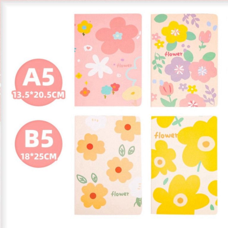  ```Bộ 10 Sổ tay hoa văn vintage bìa mềm A5/B5, 64 trang - PK1790 Classy Floral``` 