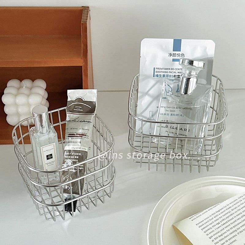  Giỏ Đựng Đồ Bằng Inox Hình Vuông - Rổ Đựng Mỹ Phẩm, Đồ Lặt Vật Để Bàn, Phong Cách Hiện Đại, Gia Dụng [GIAO HÀNG 2-10 NGÀY | SỈ TỪ 2 TRIỆU | CÓ THỂ IN LOGO] 