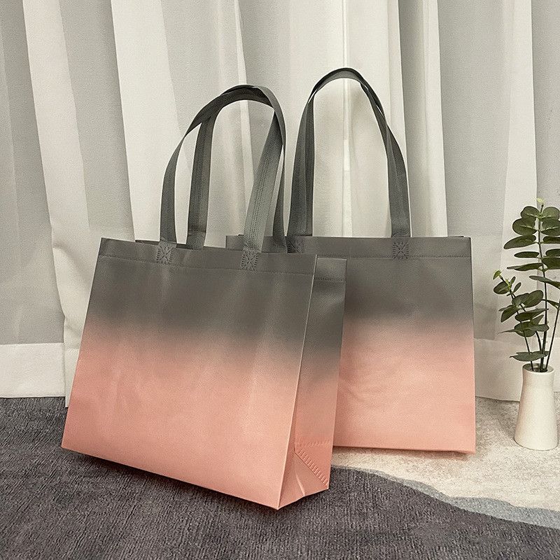  Túi tote vải không dệt gradient dày dặn, túi mua sắm shop thời trang nữ 