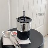  Cốc thủy tinh sang trọng với nắp và ống hút lựa chọn cao cấp cho uống nước văn phòng 