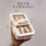  Hộp cơm bằng lò vi sóng kiểu Nhật, chuyên dùng cho dân văn phòng, hộp cơm bằng sợi rơm lúa mì cho nữ, 