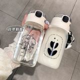  Cốc Nước Thủy Tinh Dễ Thương Dành Cho Bé Gái - Thiết Kế Mới, Ống Hút Trong Suốt (Đặt Trước) 