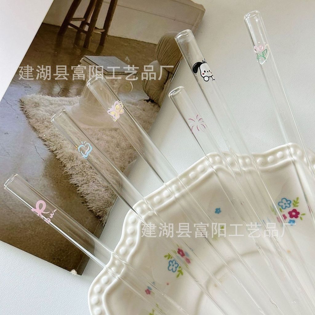  Ống Hút Thủy Tinh Borosilicate In Họa Tiết Nhiều Màu - Ống Hút Dễ Thương Dùng Cho Đồ Uống, Sinh Tố, Trà Sữa, Quà Tặng [GIAO HÀNG 2-10 NGÀY | SỈ TỪ 2 TRIỆU | CÓ THỂ IN LOGO] 
