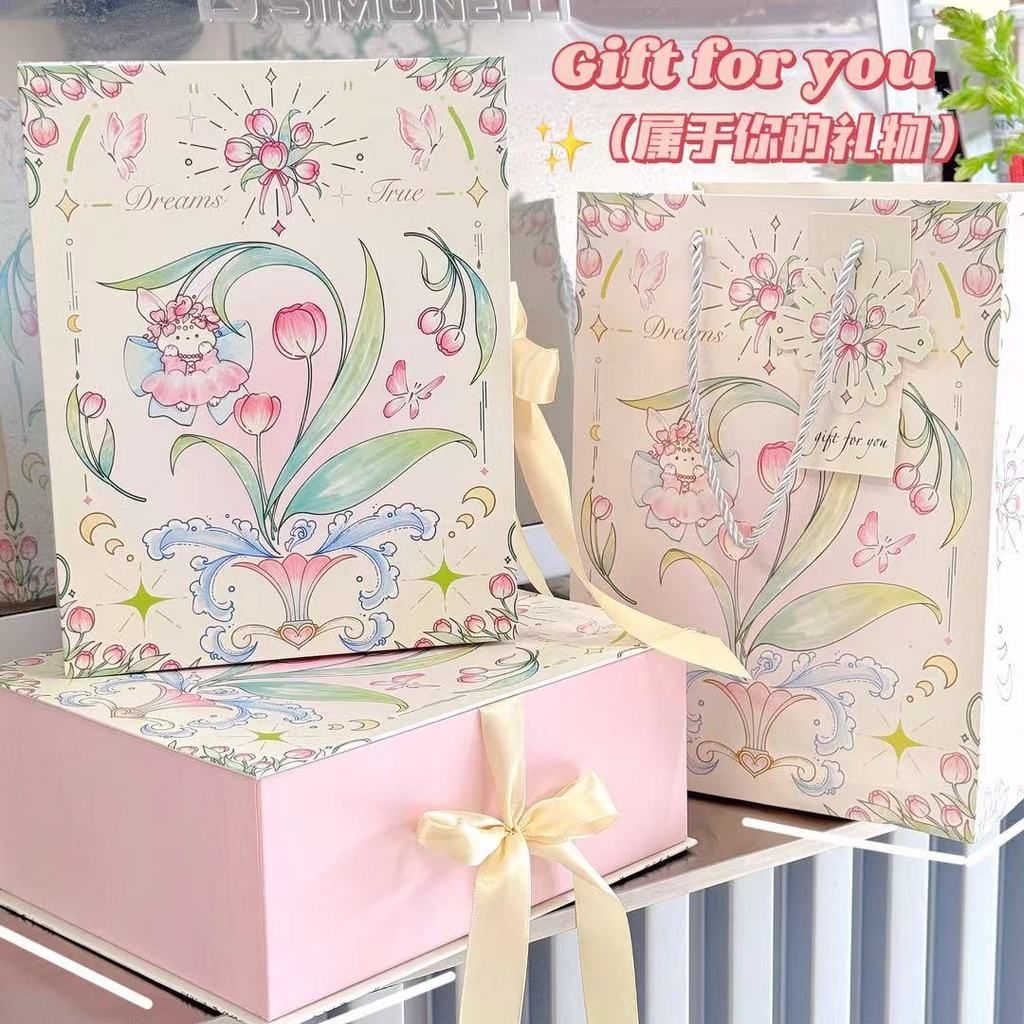  Hộp quà ruy băng hoa tulip cao cấp hộp quà tặng lễ tình nhân 